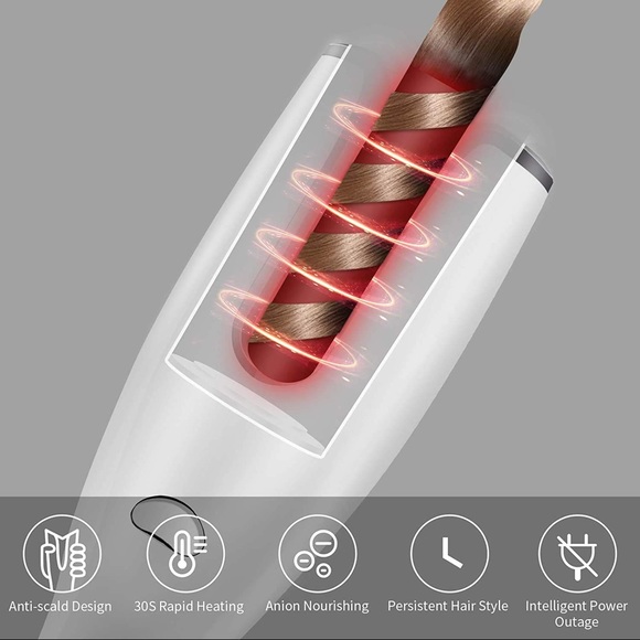 LCD Auto Ceramic Rotating Curling Iron Wand Anti-Scald Air Spin N Hair Curler - Picture 2 of 8